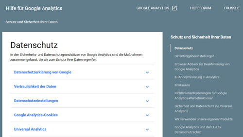 Datenschutz Google Analytics